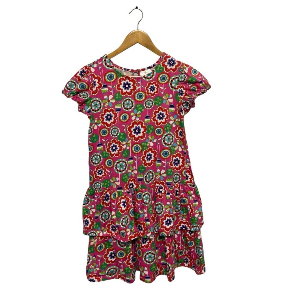 Hanna Andersson Girls Floral Ruffle Tiered Dress Pink Size 160